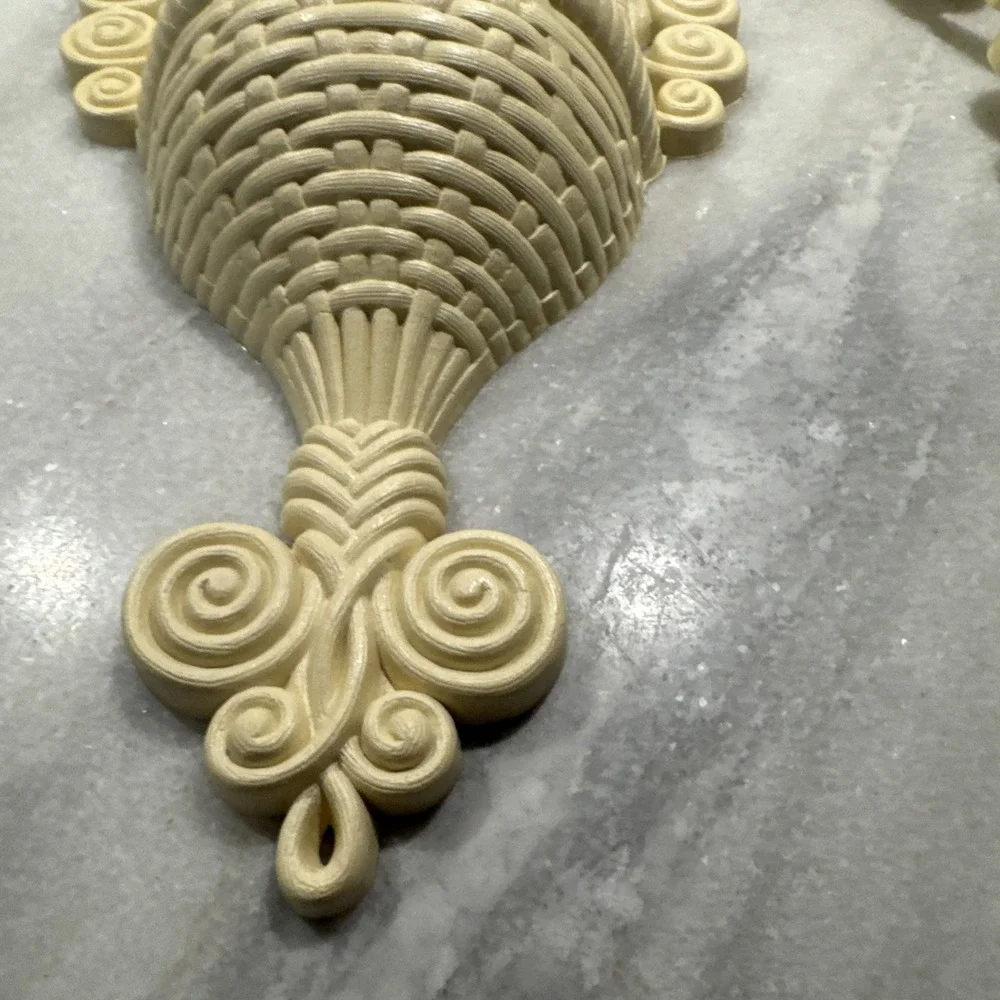 Vintage Burwood Products Cream Faux‎ Rattan Wall Pocket Planter Plaque Decor MCM